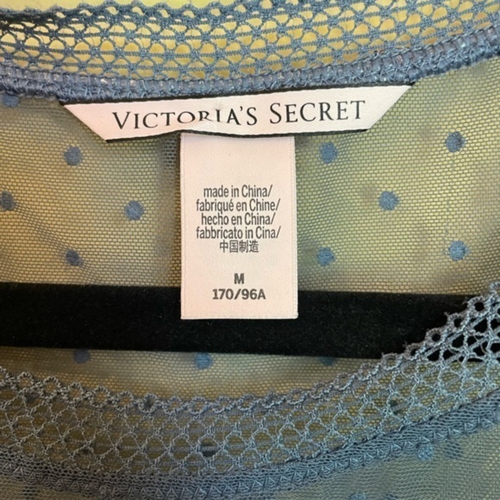 Victoria Secret Transparent Blue Polk Dot Blouse Size Medium - Picture 3 of 5